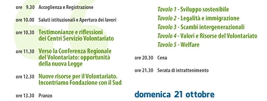 CSV- 1^ Conferenza Provinciale su Volontariato-Amantea, 20 e 21 ottobre2012